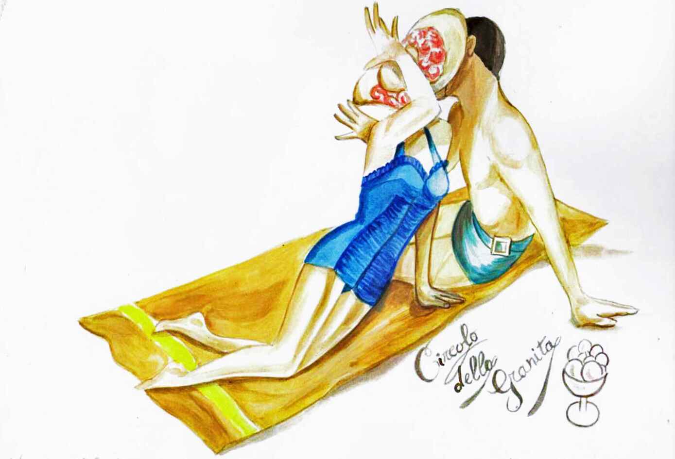 Quadro di valentina di girolamo pittrice - Il bacio della granita - direttamente sul mare Abruzzo Ortona